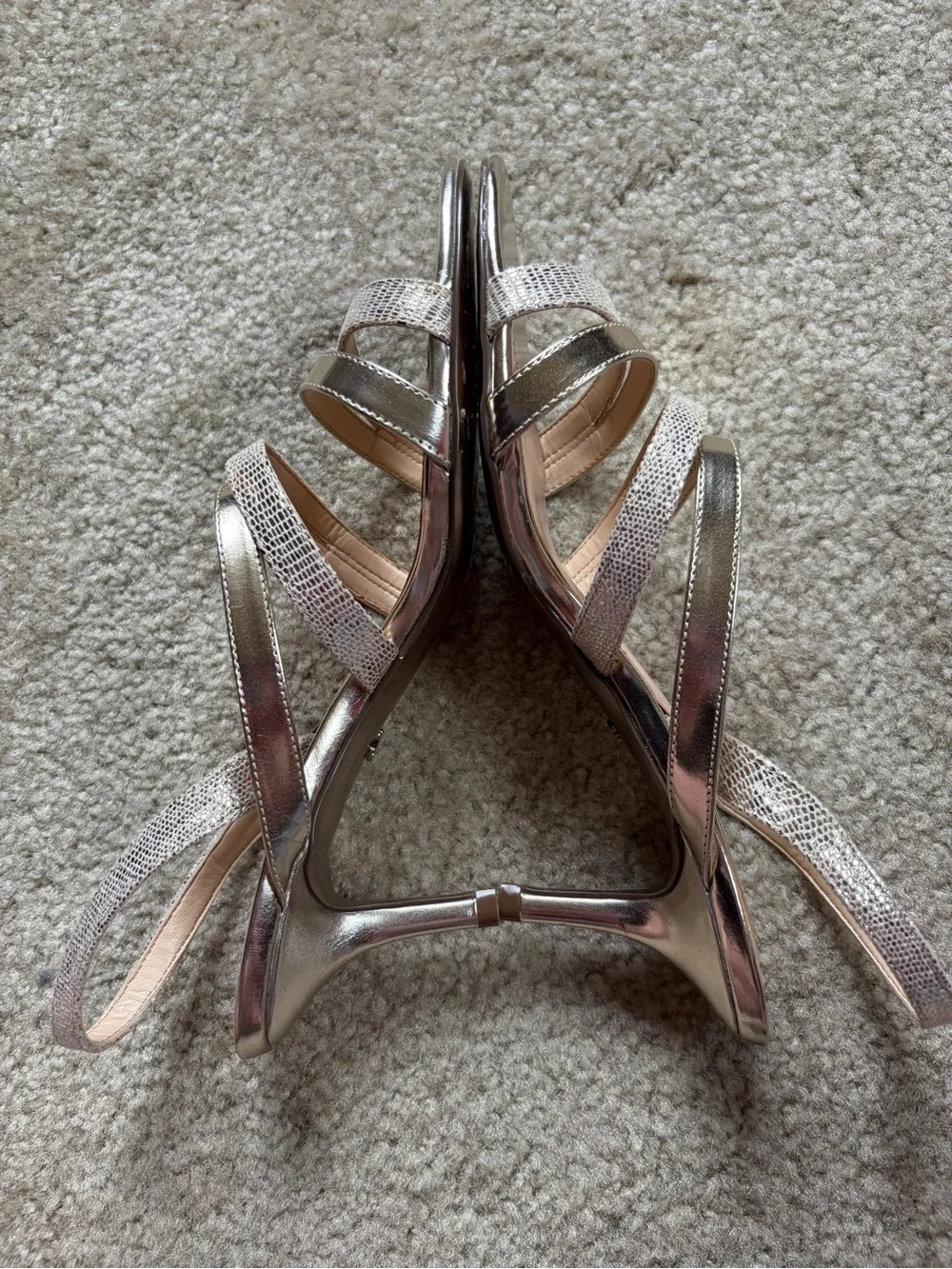 Nina Gd Metallic Strappy Slingback Kitten Heels